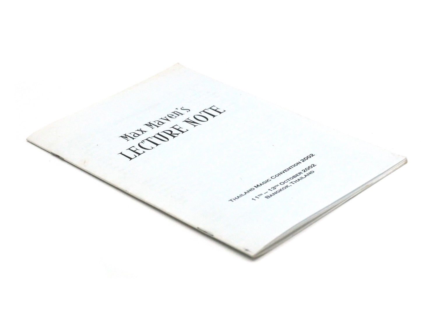 Max Maven's Lecture Note (2002)