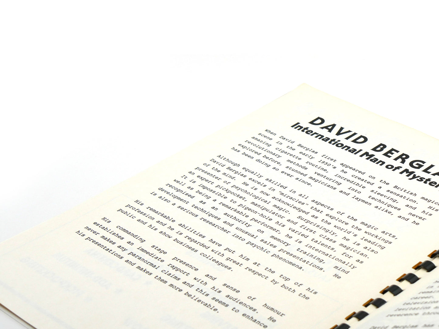 David Berglas Lecture Notes 2巻セット(1991)